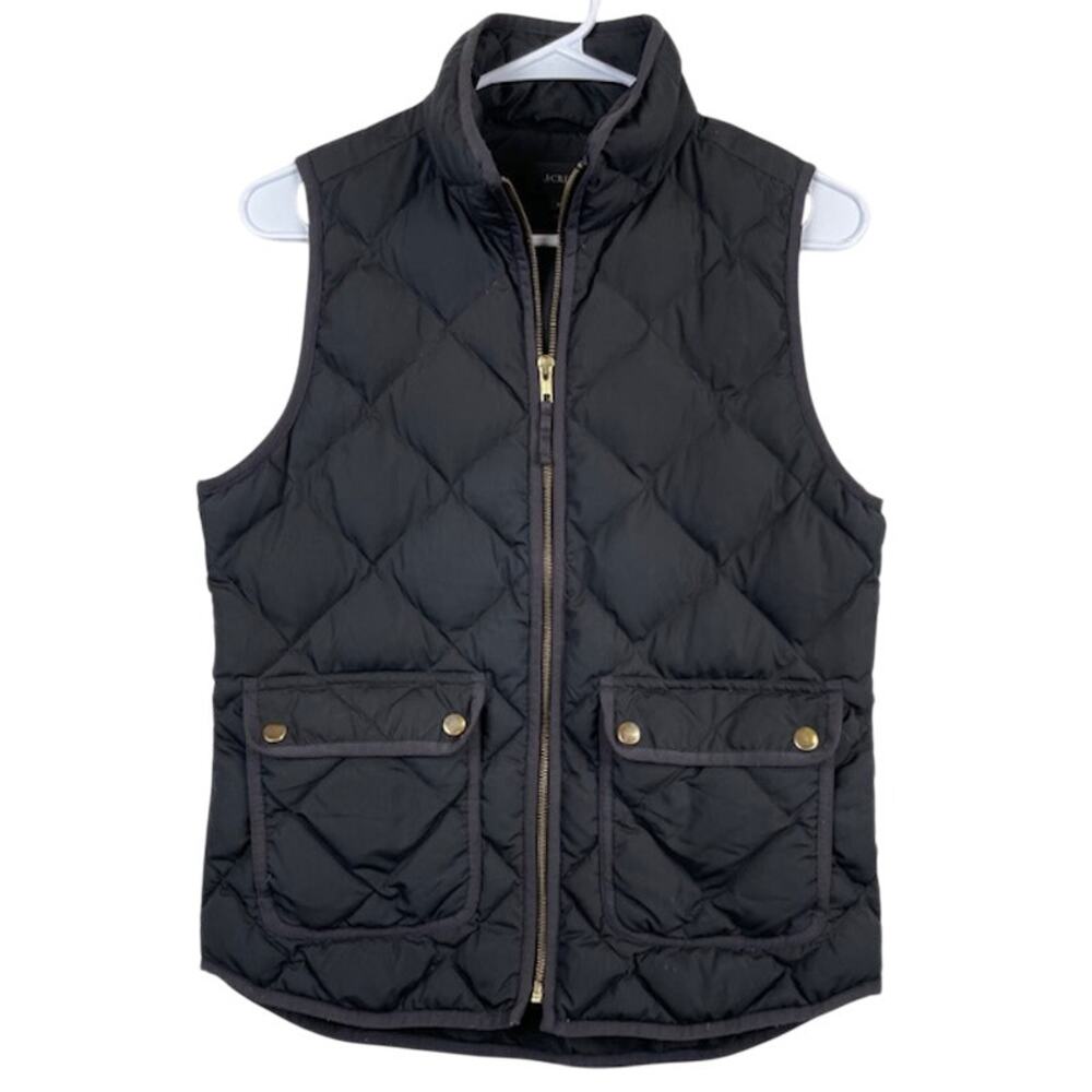 J.Crew-Excursion Quilted Puffer Vest Black Gold Tone Hardware
